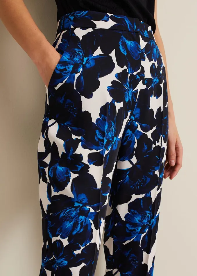 Women Phase Eight Trousers Caddie Floral Suit Trouser Blue
