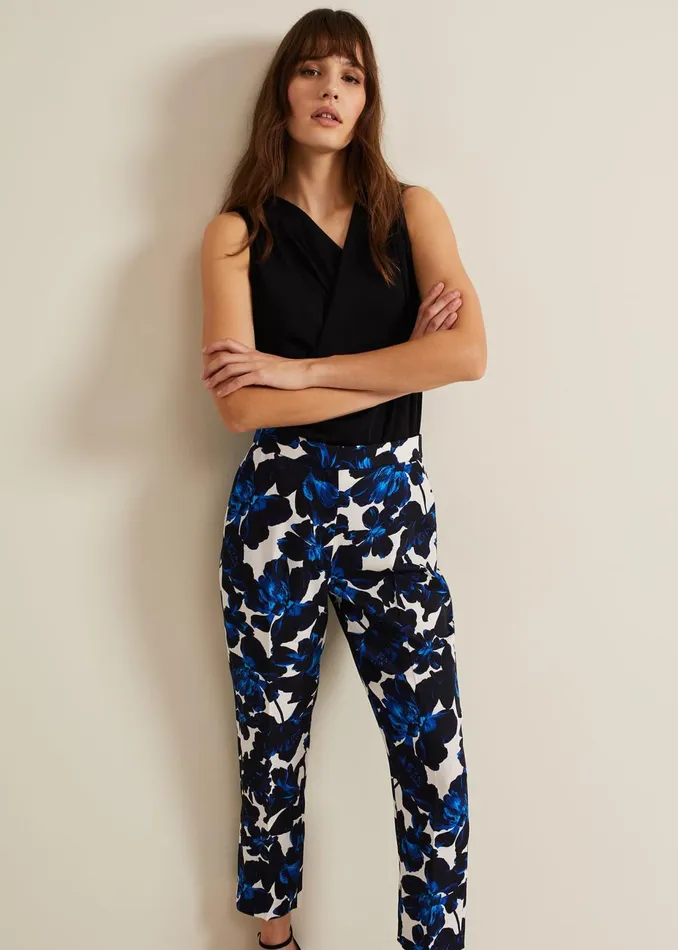 Women Phase Eight Trousers Caddie Floral Suit Trouser Blue