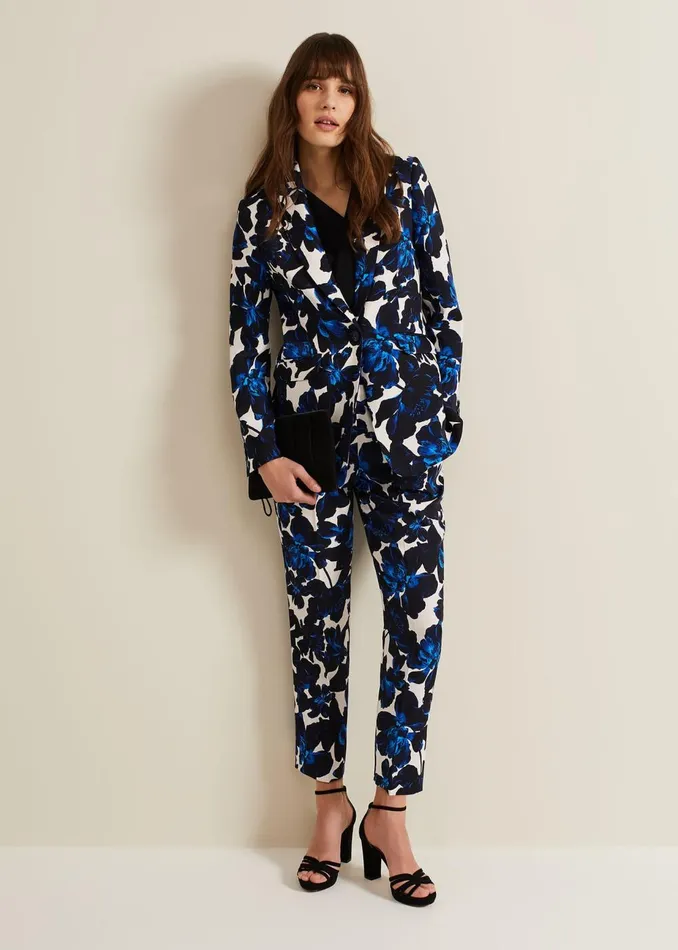 Women Phase Eight Trousers Caddie Floral Suit Trouser Blue