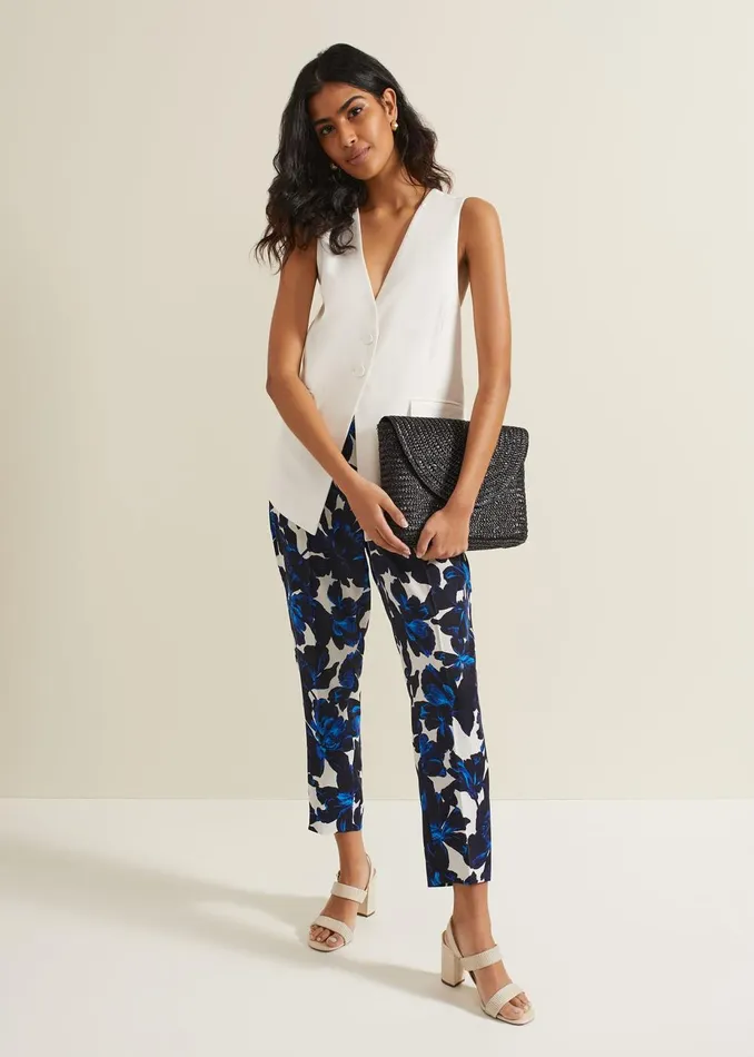 Women Phase Eight Trousers Caddie Floral Suit Trouser Blue