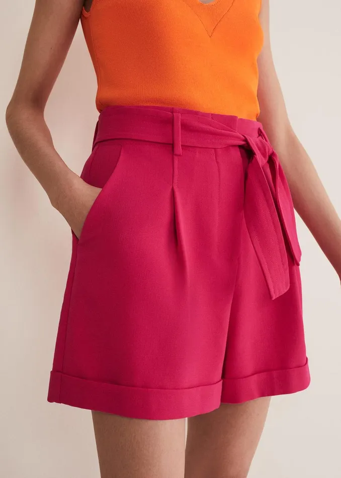 Women Phase Eight Trousers Camilla Pink Shorts Raspberry