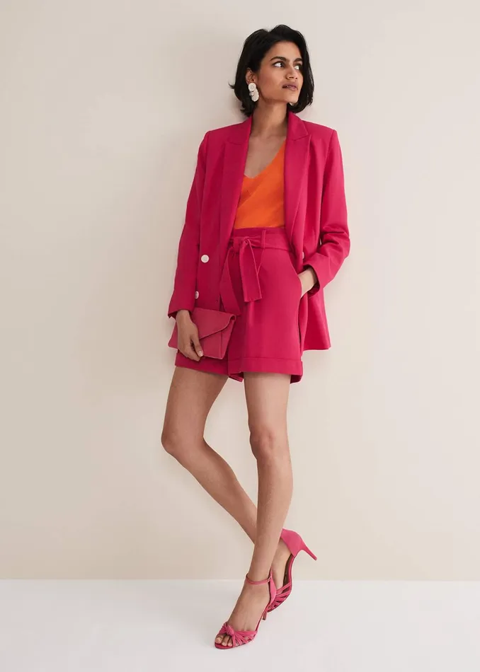 Women Phase Eight Trousers Camilla Pink Shorts Raspberry