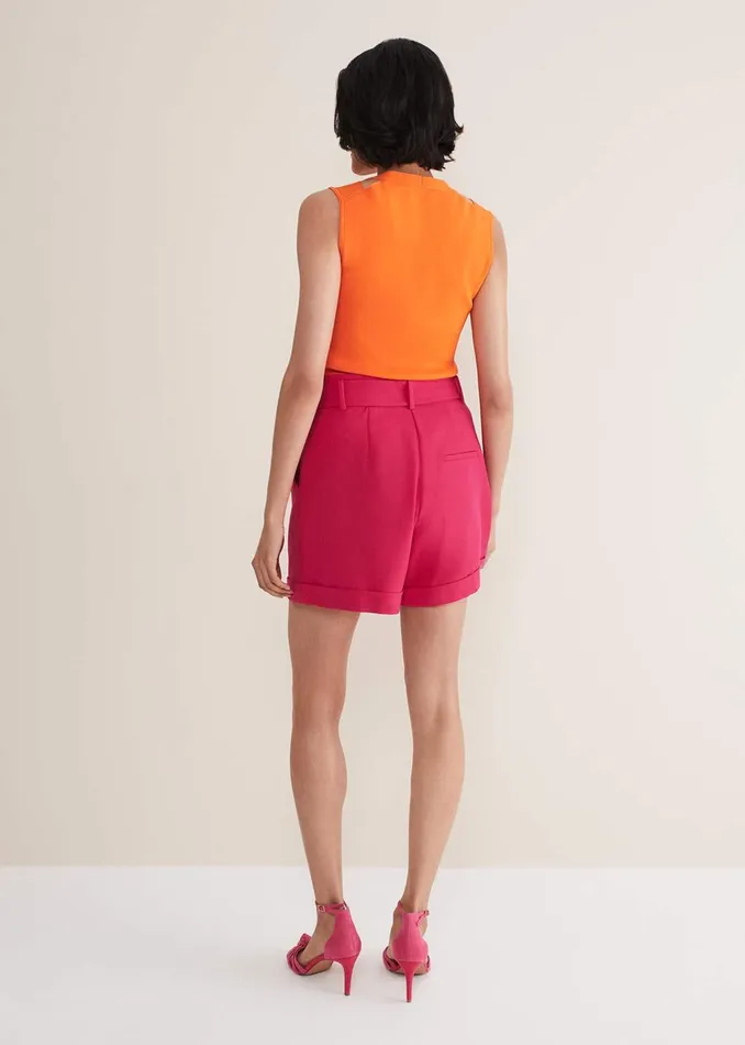 Women Phase Eight Trousers Camilla Pink Shorts Raspberry