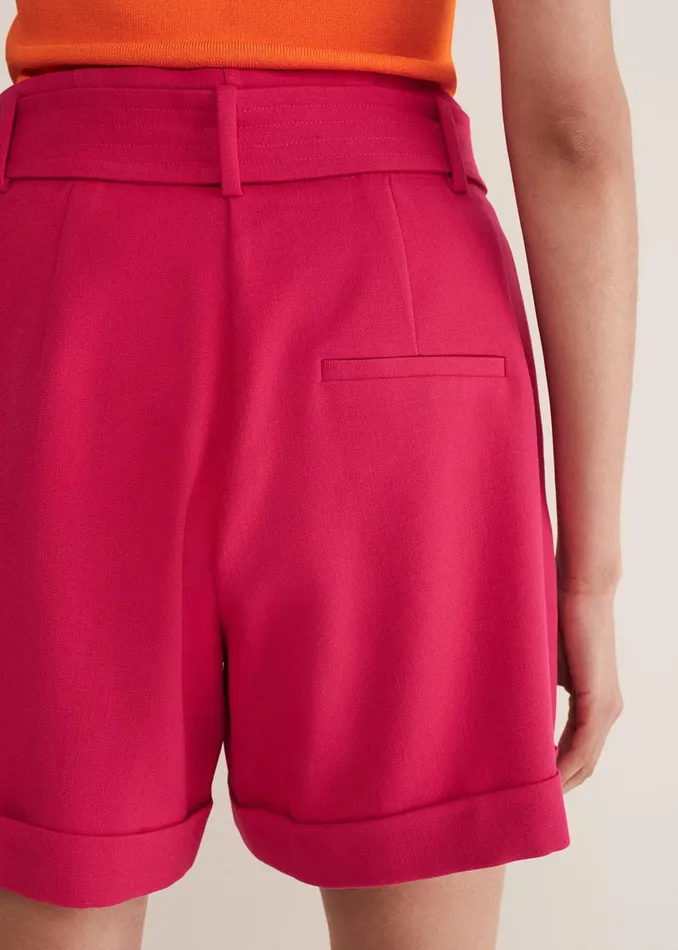 Women Phase Eight Trousers Camilla Pink Shorts Raspberry