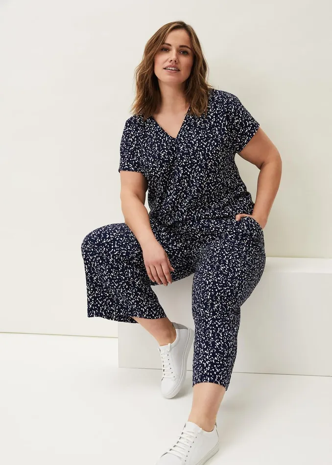 Women Phase Eight Trousers Carin Spot Culotte Trousers Navy