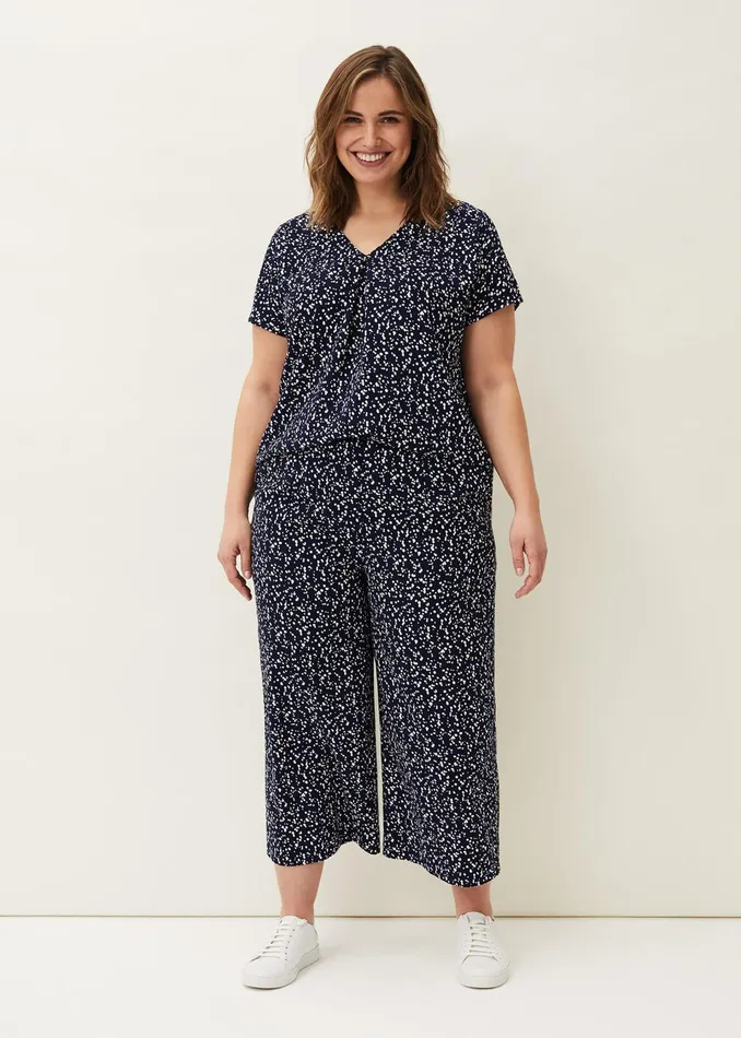 Women Phase Eight Trousers Carin Spot Culotte Trousers Navy