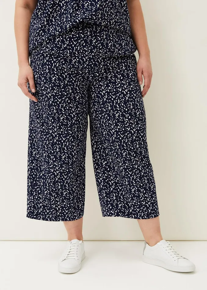 Women Phase Eight Trousers Carin Spot Culotte Trousers Navy