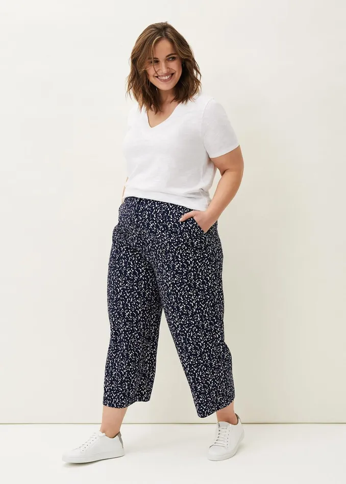 Women Phase Eight Trousers Carin Spot Culotte Trousers Navy