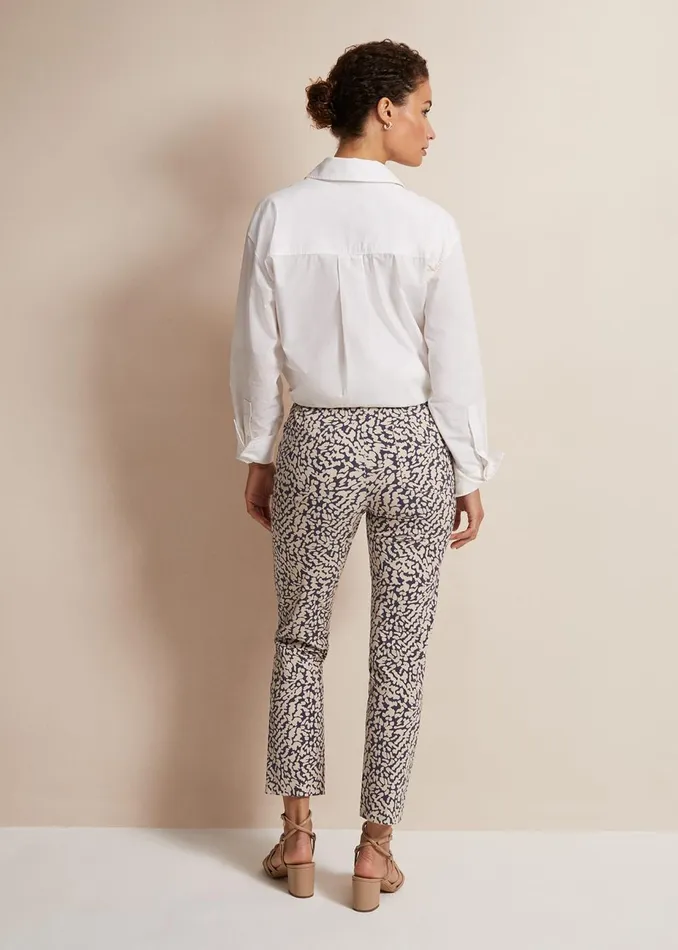 Women Phase Eight Trousers Carmella Printed Straight Leg Trousers Carbonwhite