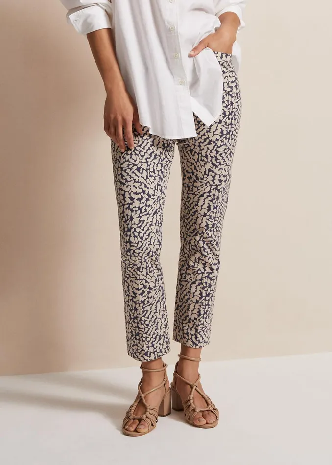 Women Phase Eight Trousers Carmella Printed Straight Leg Trousers Carbonwhite