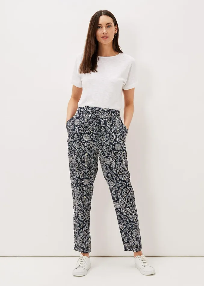 Women Phase Eight Trousers Charlene Paisley Jogger Cherrymulti
