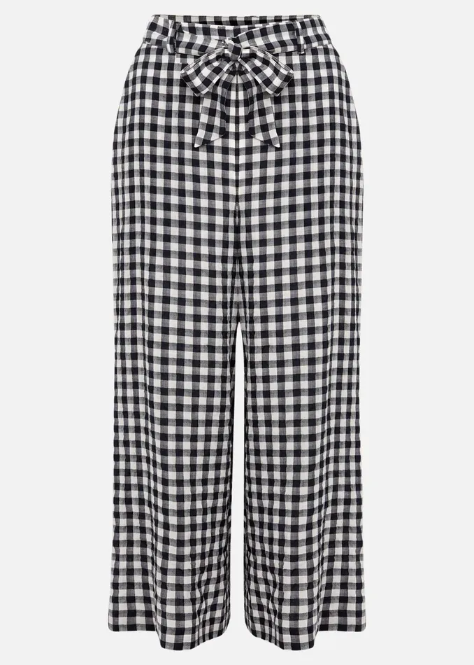 Women Phase Eight Trousers Clea Gingham Culottes Navyivory