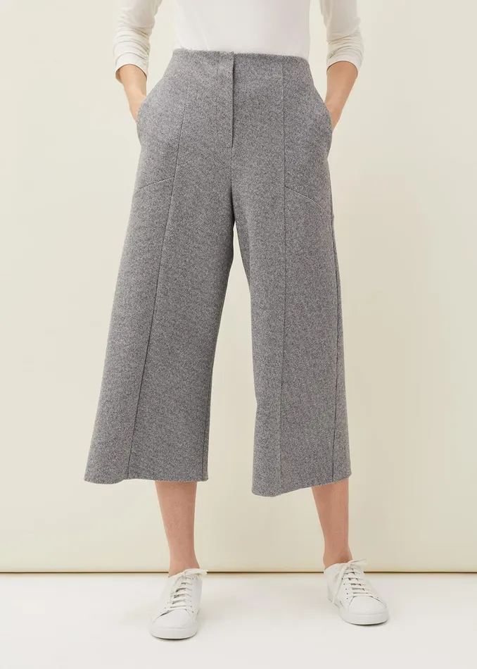 Women Phase Eight Trousers Diza Herringbone Culottes Grey