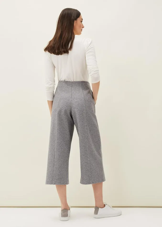 Women Phase Eight Trousers Diza Herringbone Culottes Grey