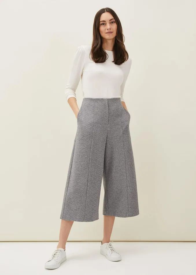 Women Phase Eight Trousers Diza Herringbone Culottes Grey