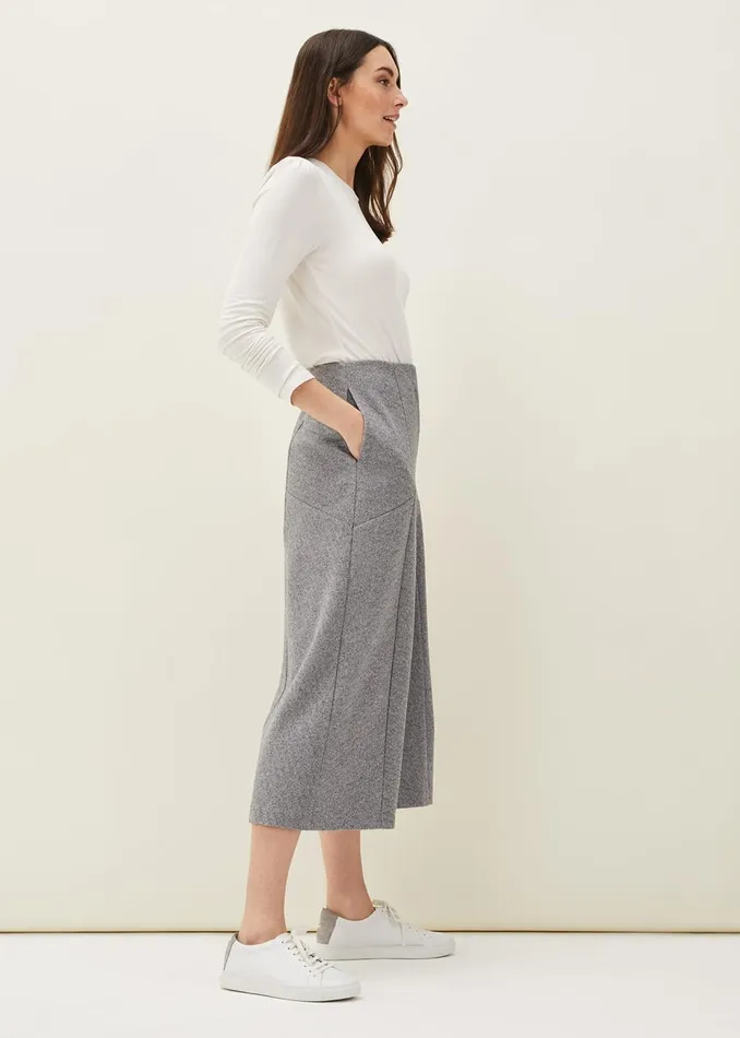 Women Phase Eight Trousers Diza Herringbone Culottes Grey