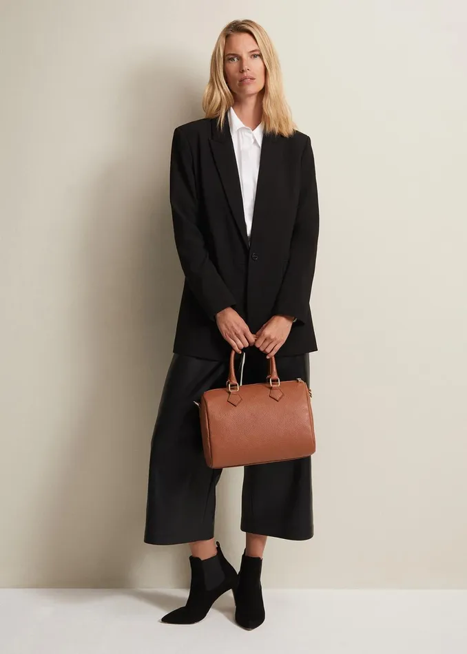 Women Phase Eight Trousers Emeline Black Faux Leather Culottes Black