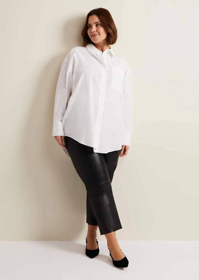 Women Phase Eight Trousers Emeline Black Faux Leather Culottes Black