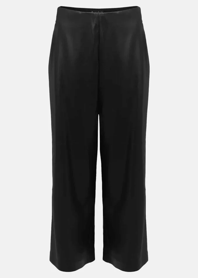 Women Phase Eight Trousers Emeline Black Faux Leather Culottes Black
