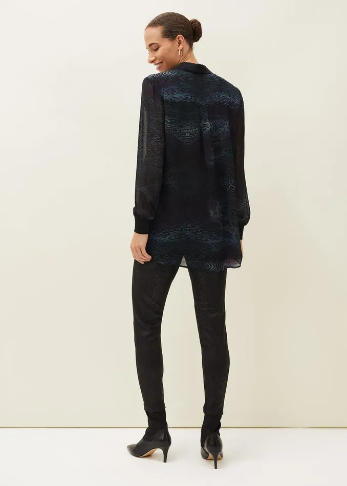 Women Phase Eight Trousers Erica Snake Skin Leggings Black
