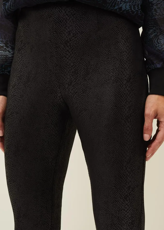 Women Phase Eight Trousers Erica Snake Skin Leggings Black