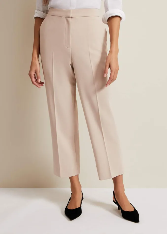 Women Phase Eight Trousers Everlee Crop Straight Leg Smart Trouser Stone
