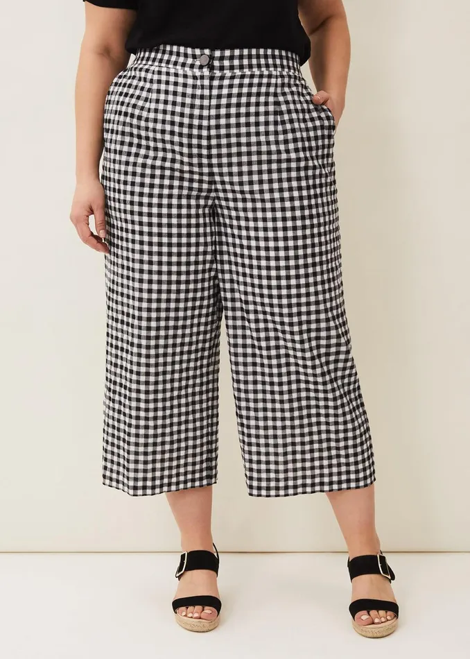 Women Phase Eight Trousers Fae Gingham Culotte Blackwhite