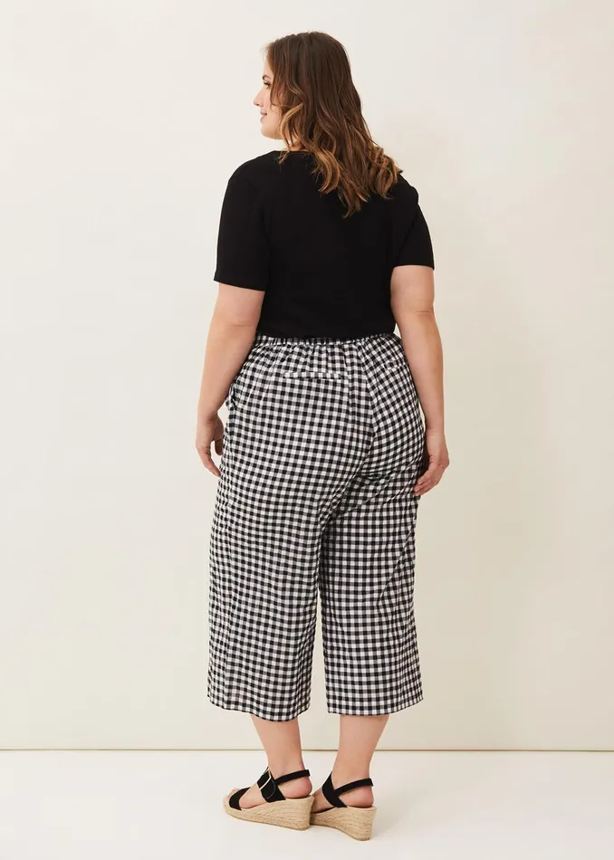 Women Phase Eight Trousers Fae Gingham Culotte Blackwhite