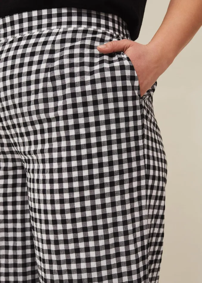 Women Phase Eight Trousers Fae Gingham Culotte Blackwhite