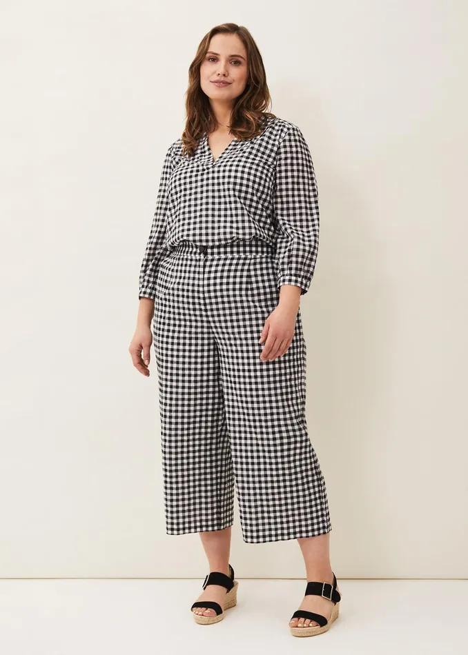 Women Phase Eight Trousers Fae Gingham Culotte Blackwhite