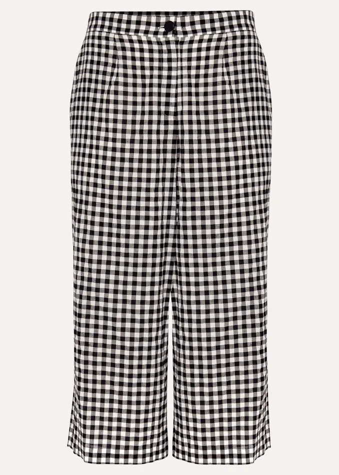Women Phase Eight Trousers Fae Gingham Culotte Blackwhite