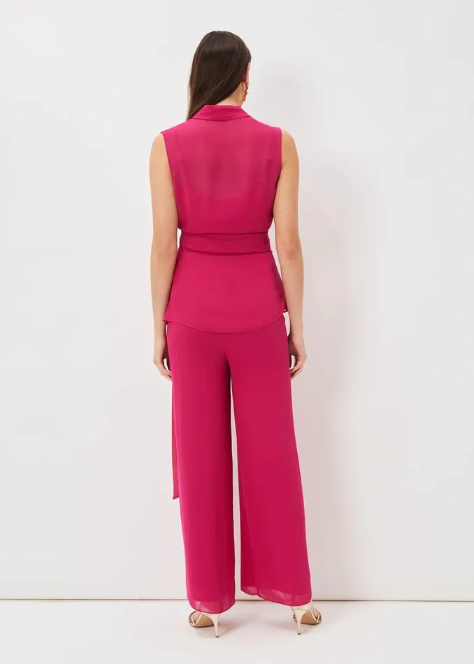 Women Phase Eight Trousers Florentine Chiffon Trousers Magenta Pink
