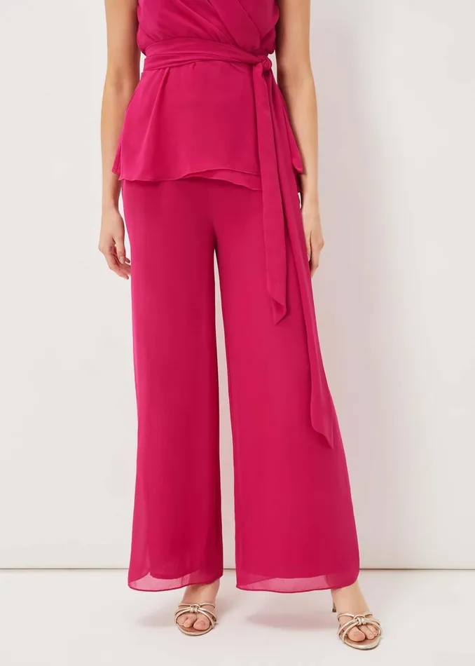 Women Phase Eight Trousers Florentine Chiffon Trousers Magenta Pink