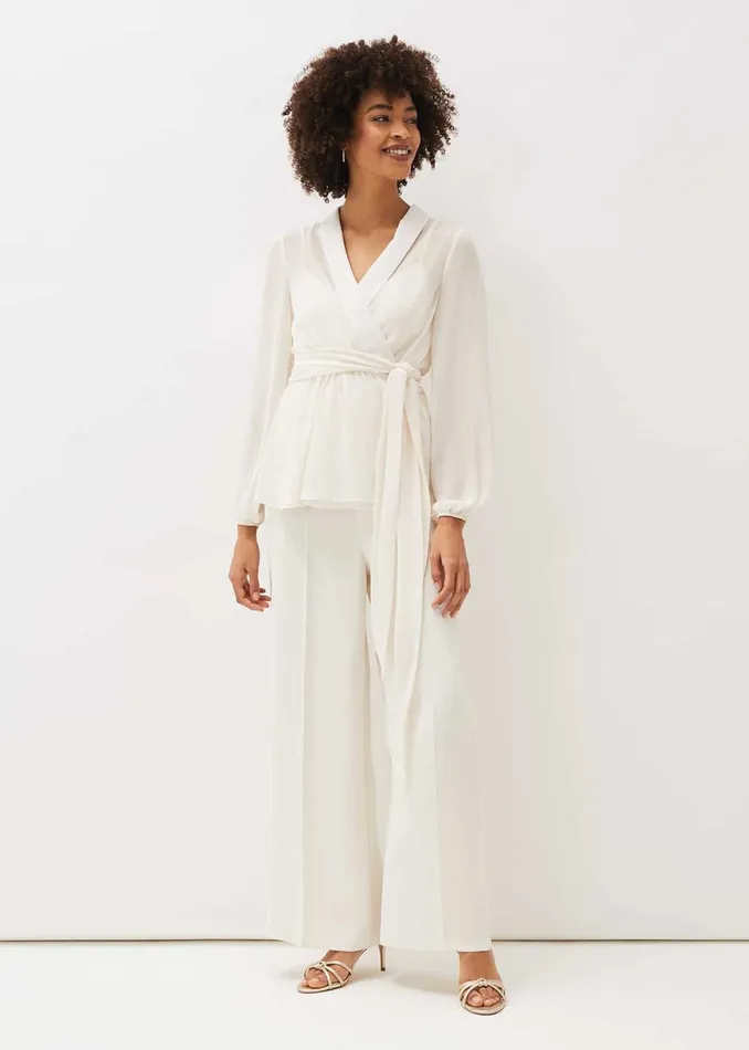 Women Phase Eight Trousers Florentine Wide Leg Trousers Buttermilk