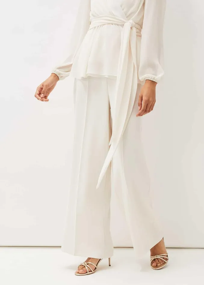 Women Phase Eight Trousers Florentine Wide Leg Trousers Buttermilk