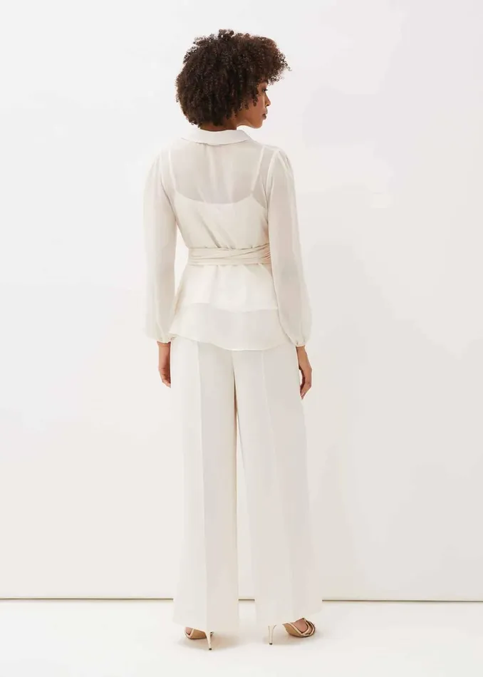Women Phase Eight Trousers Florentine Wide Leg Trousers Buttermilk