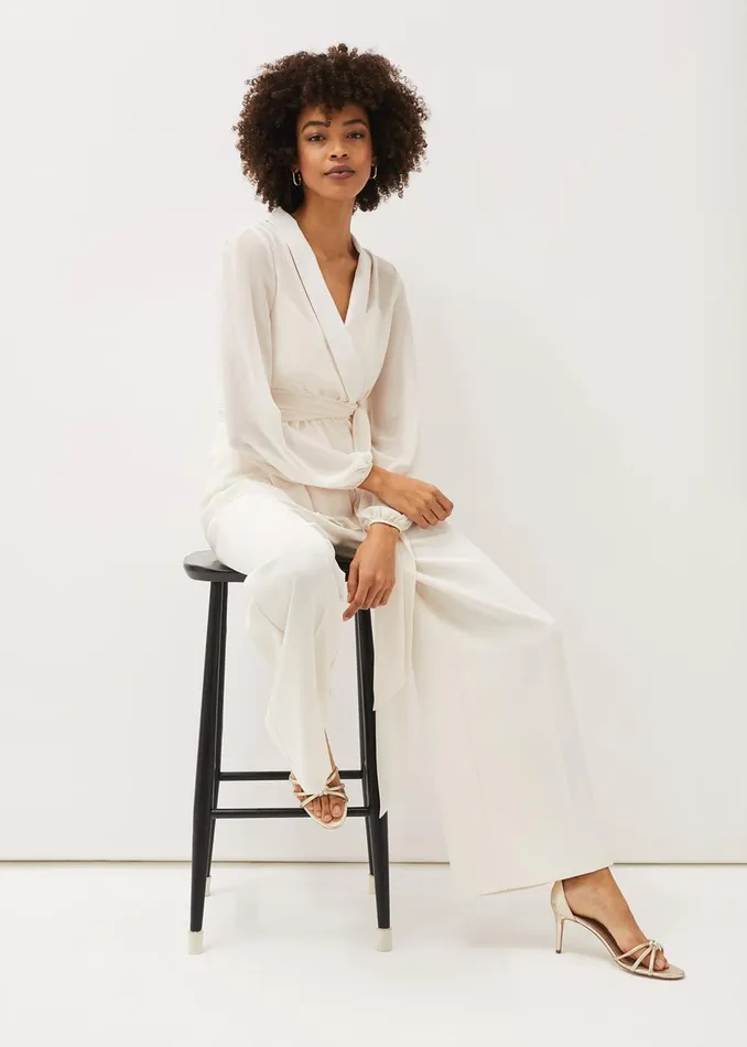 Women Phase Eight Trousers Florentine Wide Leg Trousers Buttermilk