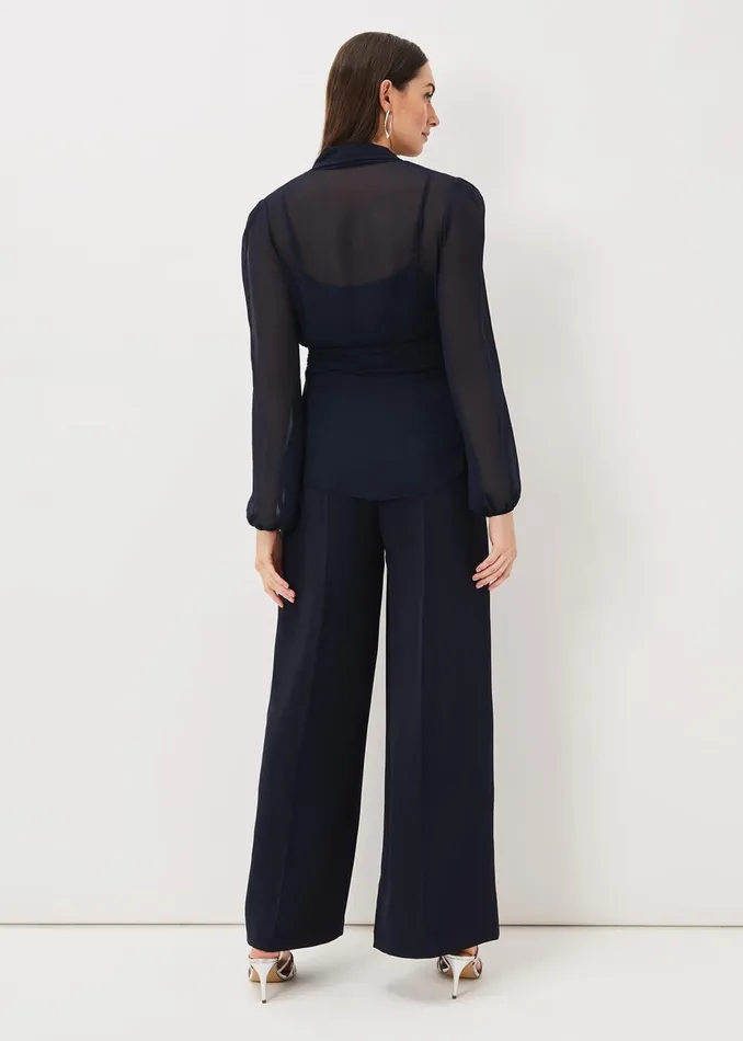 Women Phase Eight Trousers Florentine Wide Leg Trousers Navy