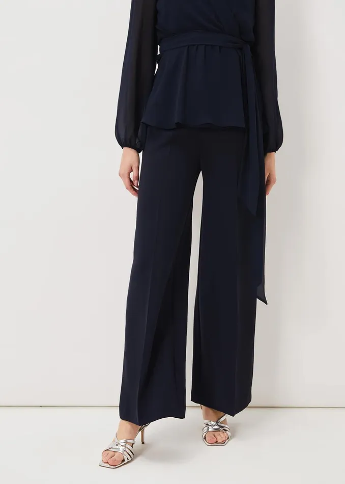 Women Phase Eight Trousers Florentine Wide Leg Trousers Navy