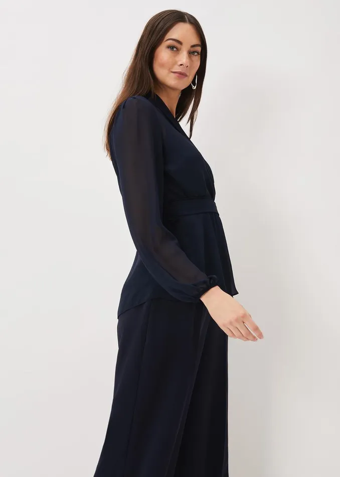 Women Phase Eight Trousers Florentine Wide Leg Trousers Navy
