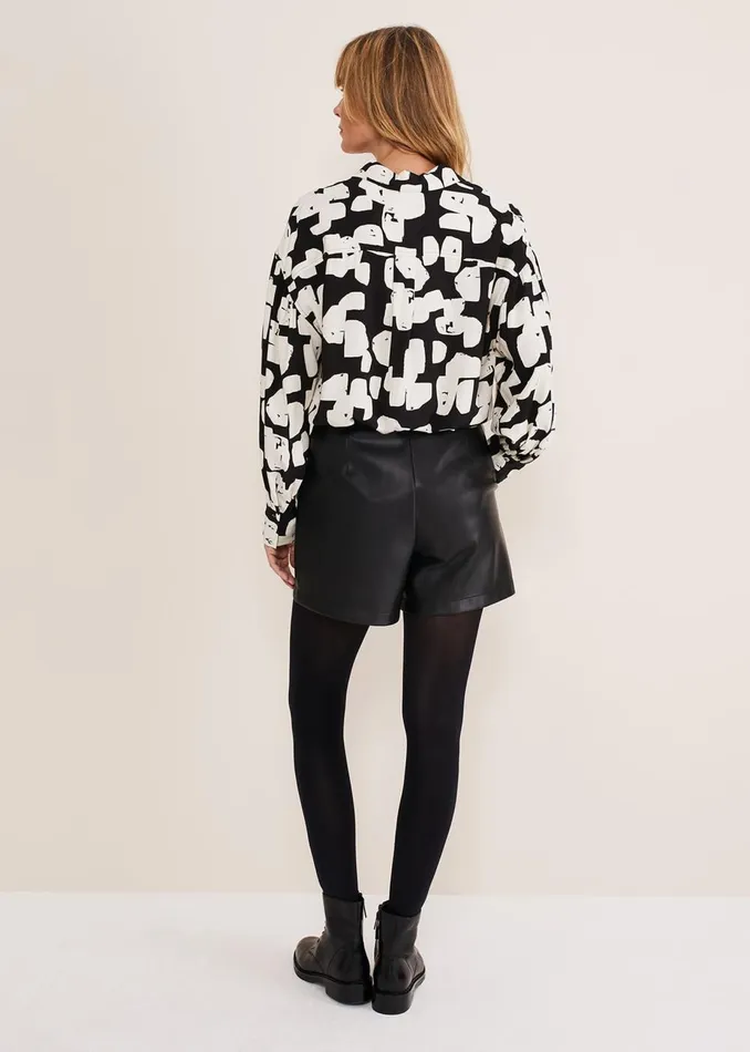 Women Phase Eight Trousers Hadley Pleather Shorts Black