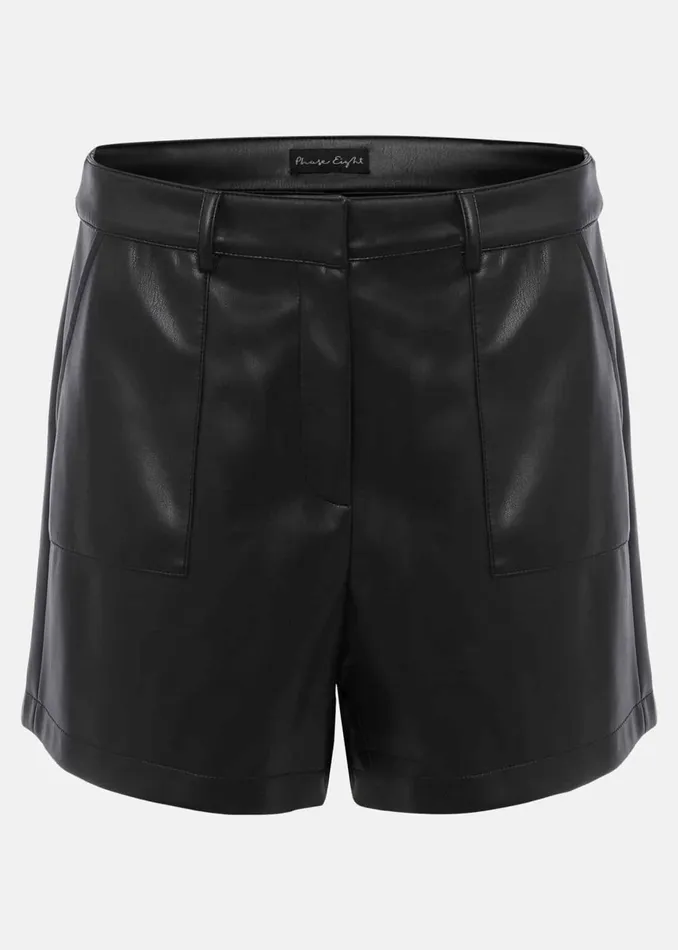 Women Phase Eight Trousers Hadley Pleather Shorts Black