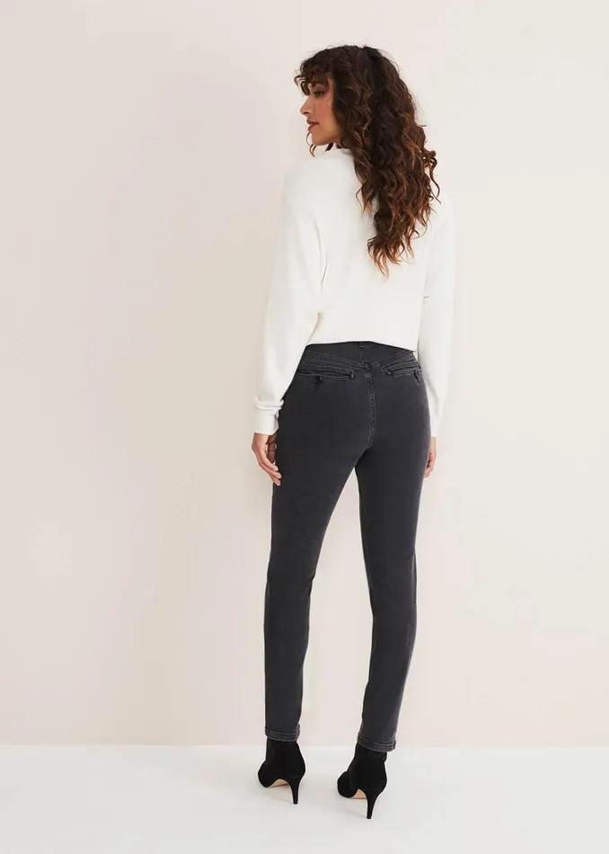 Women Phase Eight Trousers Hailee Topstitch Skinny Jeans Charcoal