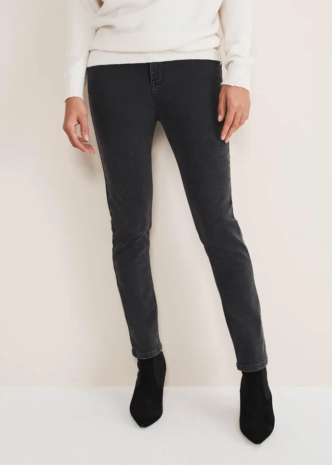 Women Phase Eight Trousers Hailee Topstitch Skinny Jeans Charcoal