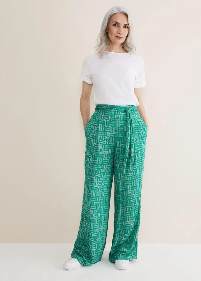 Women Phase Eight Trousers Hatty Wide Leg Trousers Greenstone