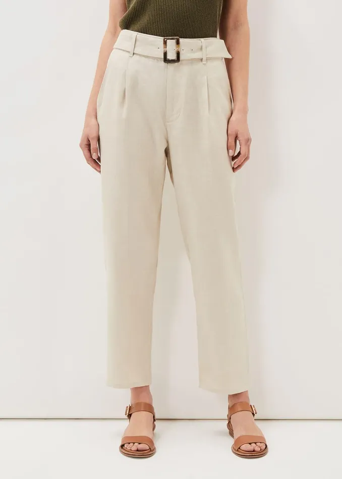 Women Phase Eight Trousers Hazel Linen Tapered Trousers Stone