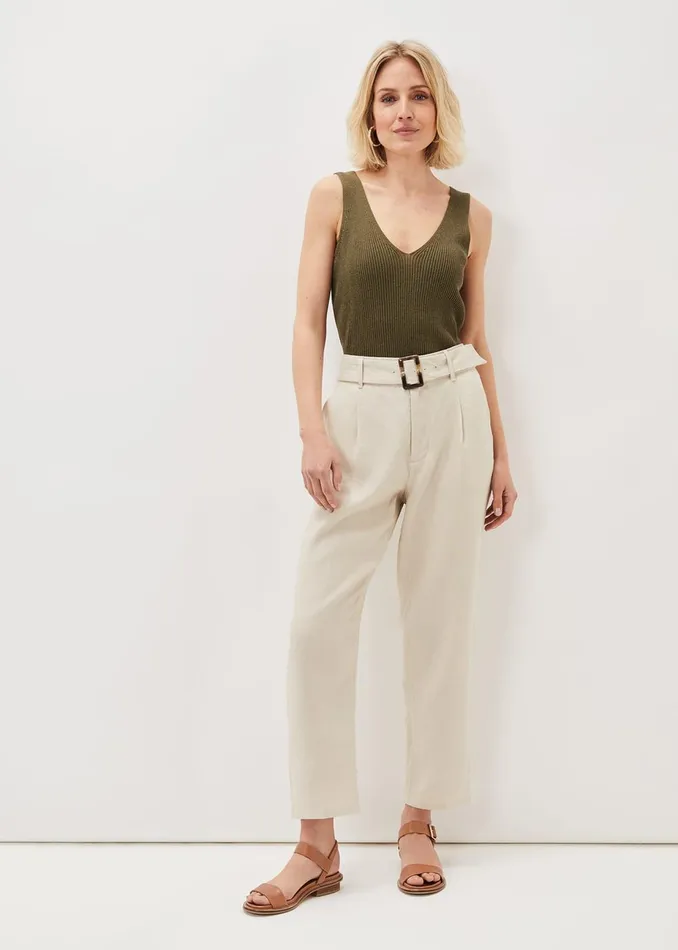 Women Phase Eight Trousers Hazel Linen Tapered Trousers Stone