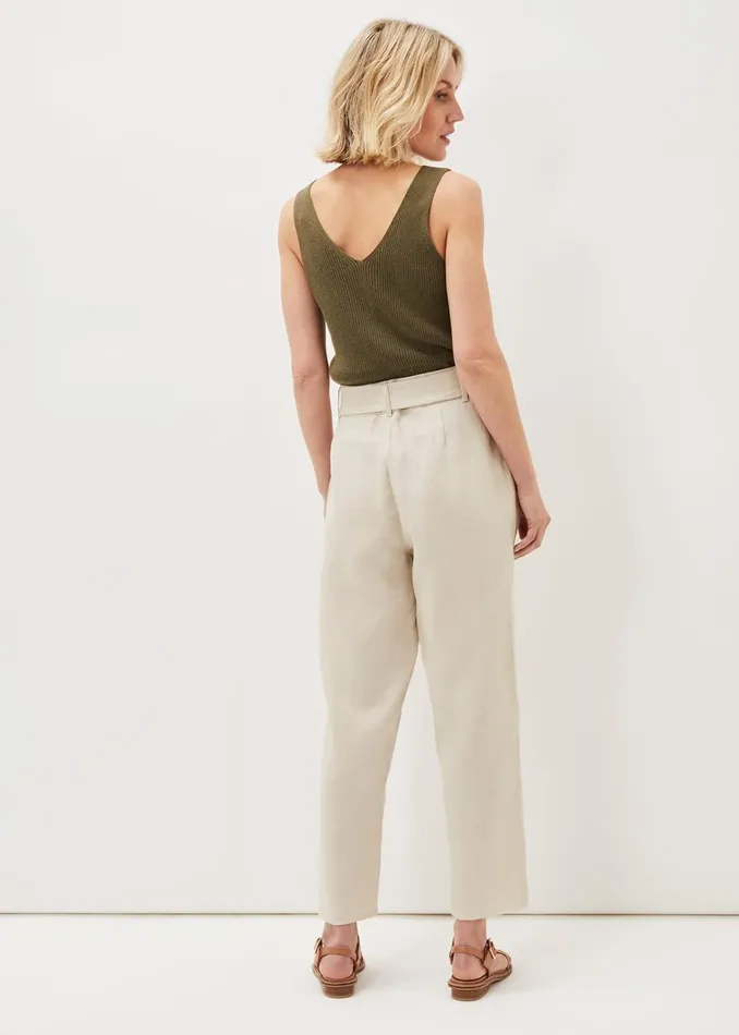 Women Phase Eight Trousers Hazel Linen Tapered Trousers Stone