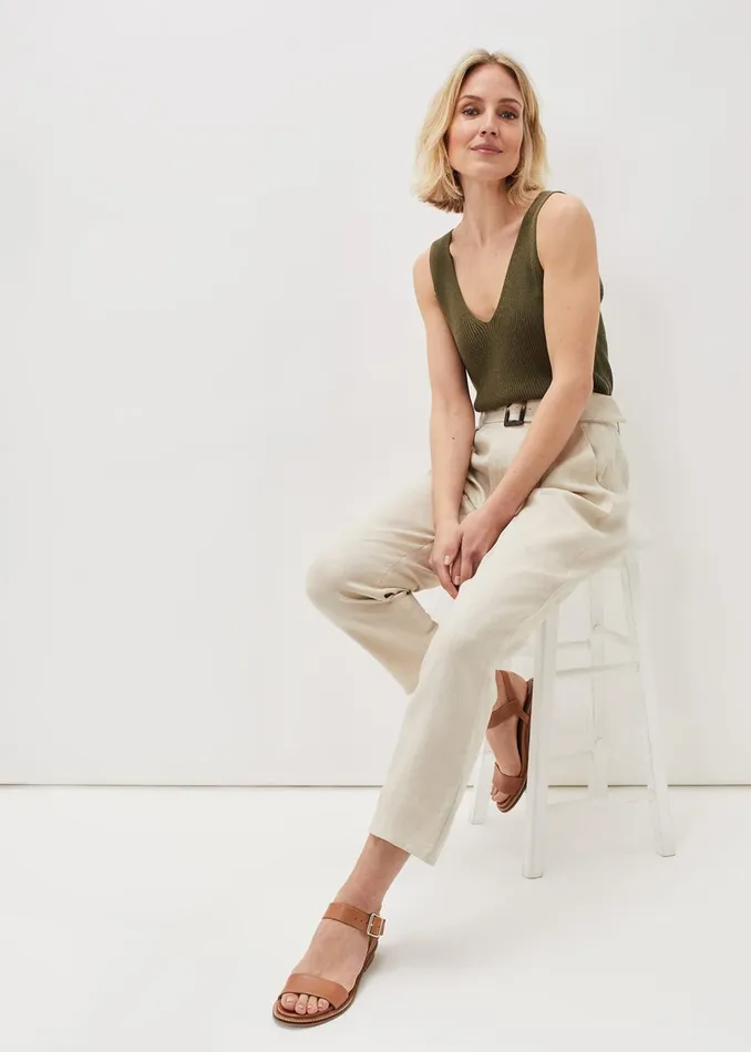 Women Phase Eight Trousers Hazel Linen Tapered Trousers Stone