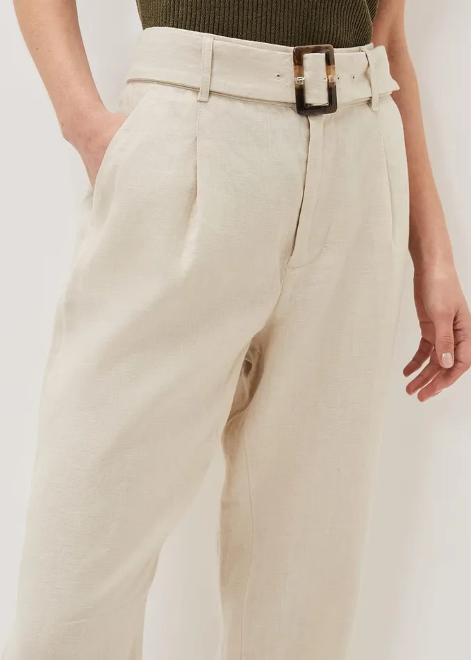 Women Phase Eight Trousers Hazel Linen Tapered Trousers Stone